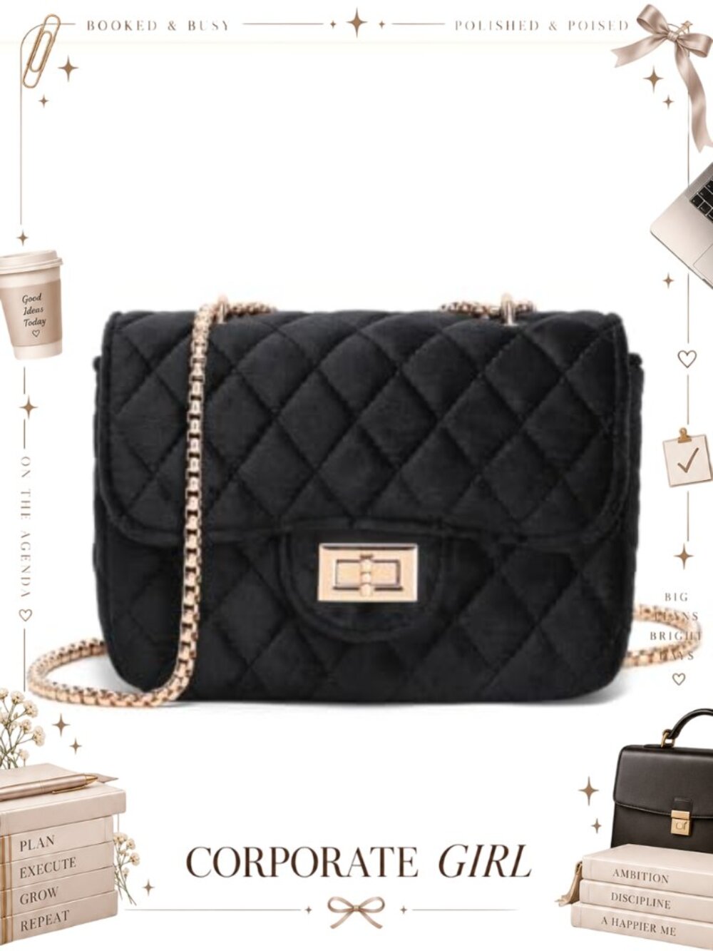 Plush Quilted Crossbody Bag Small Chain Shoulder Purser